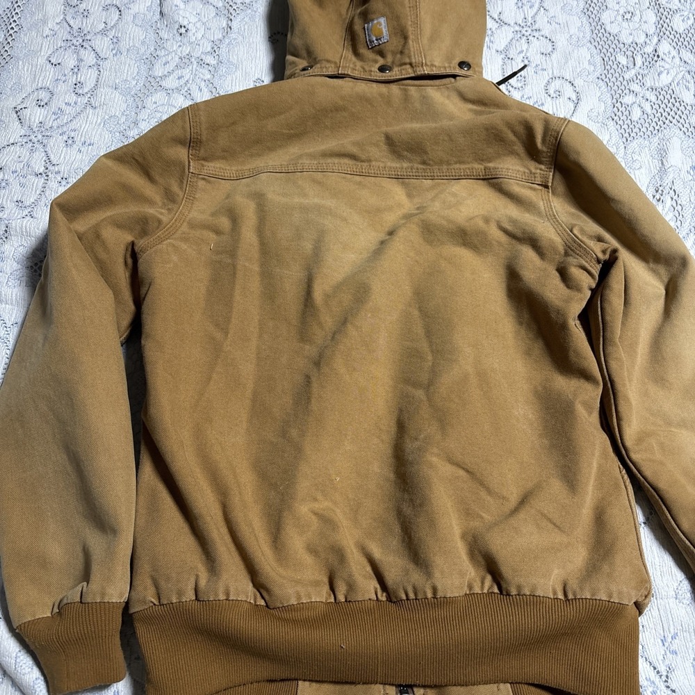 Carhartt Weathered Wildwood Jacket Tan Women's Size Medium Sherpa Lined Hooded - Picture 12 of 16